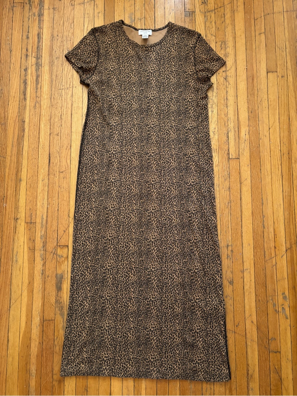 Vintage 90s Jones New York Sport ribbed leopard print short sleeve maxi dress